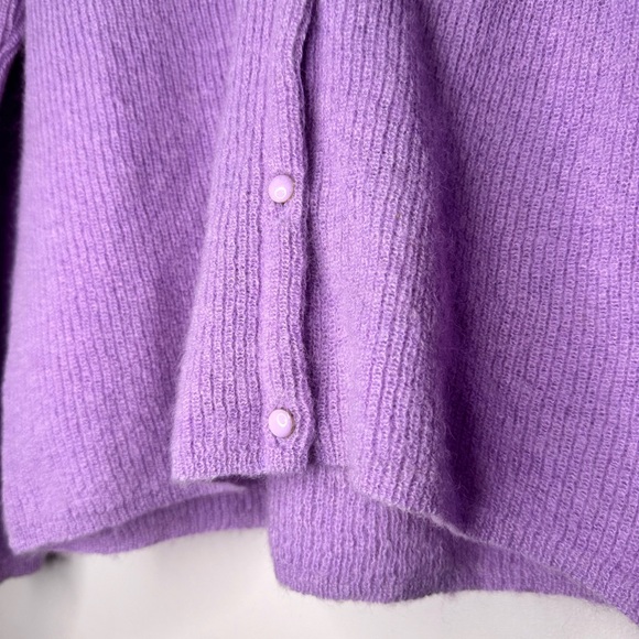 Sezane Barry Cardigan Lilac Purple V Neck Wool Sweater - Picture 6 of 8